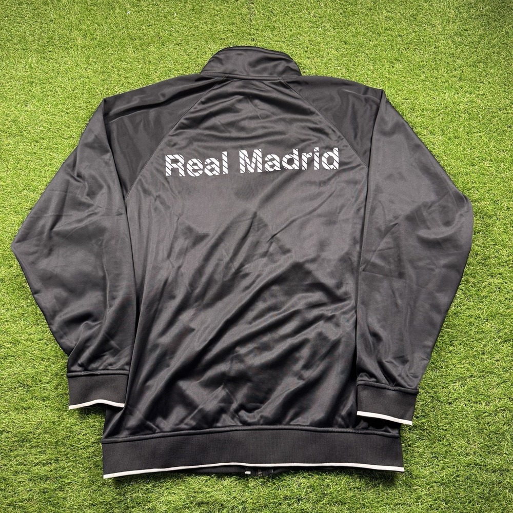 Real Madrid Jacket‎ Mens XL Black Pink Track Full Zip Embroidered Shimmer Y2K - Picture 3 of 8